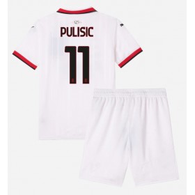 AC Milan Christian Pulisic #11 Borte skjorte til barn 2024-25 Kortermet (+ korte bukser)